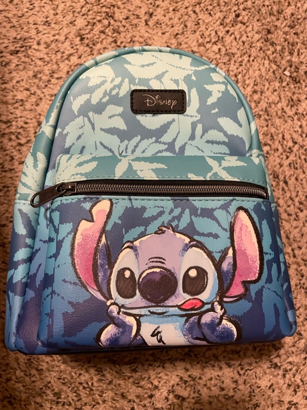 Disney Lilo & Stitch Blue Tropical Leaves Mini Backpack